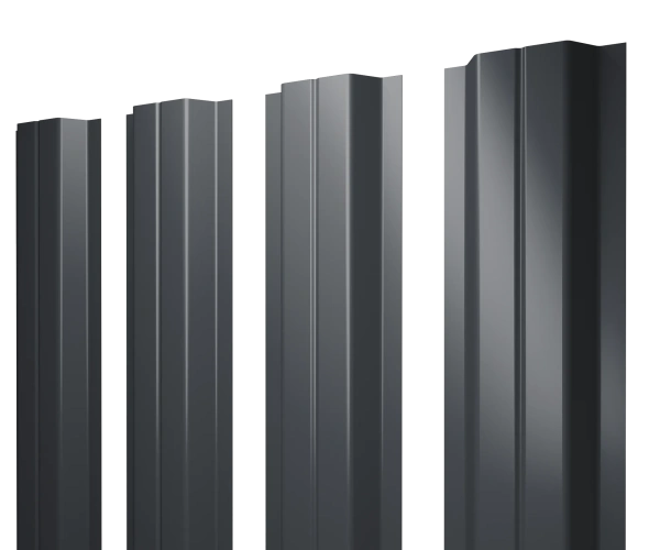 Евроштакетник П-образный 0,45x110 мм серый RAL 7024 1м